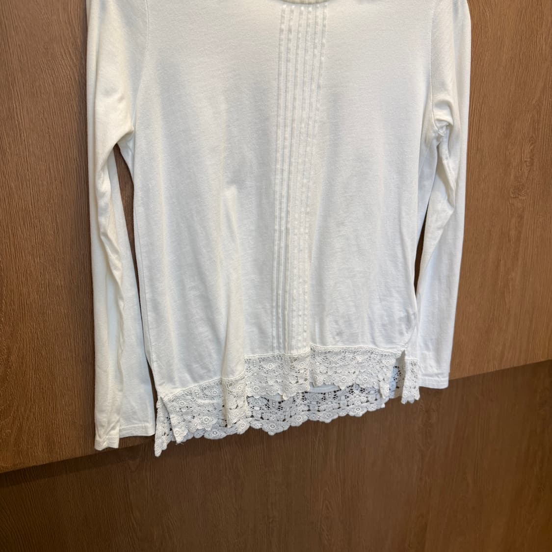 빈티지 롱슬리브 티셔츠 레이스 카라 핀턱 디테일 아이보리 상품이미지4