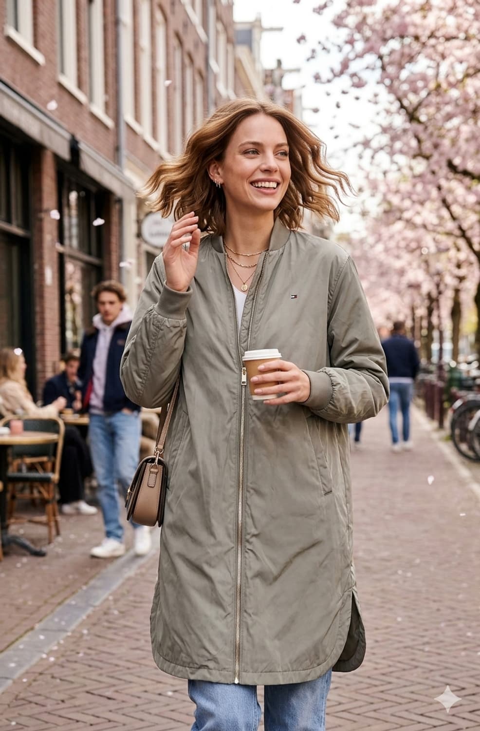 🌿타미힐피거 롱 봄버자켓 카키 | 간절기 아우터·상태최상 상품이미지1