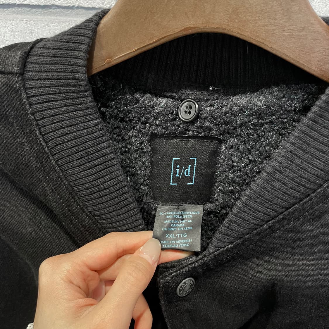 CANADA VINTAGE 바시티 자켓 배색 쉐르파 안감 디테일 블랙 상품이미지6