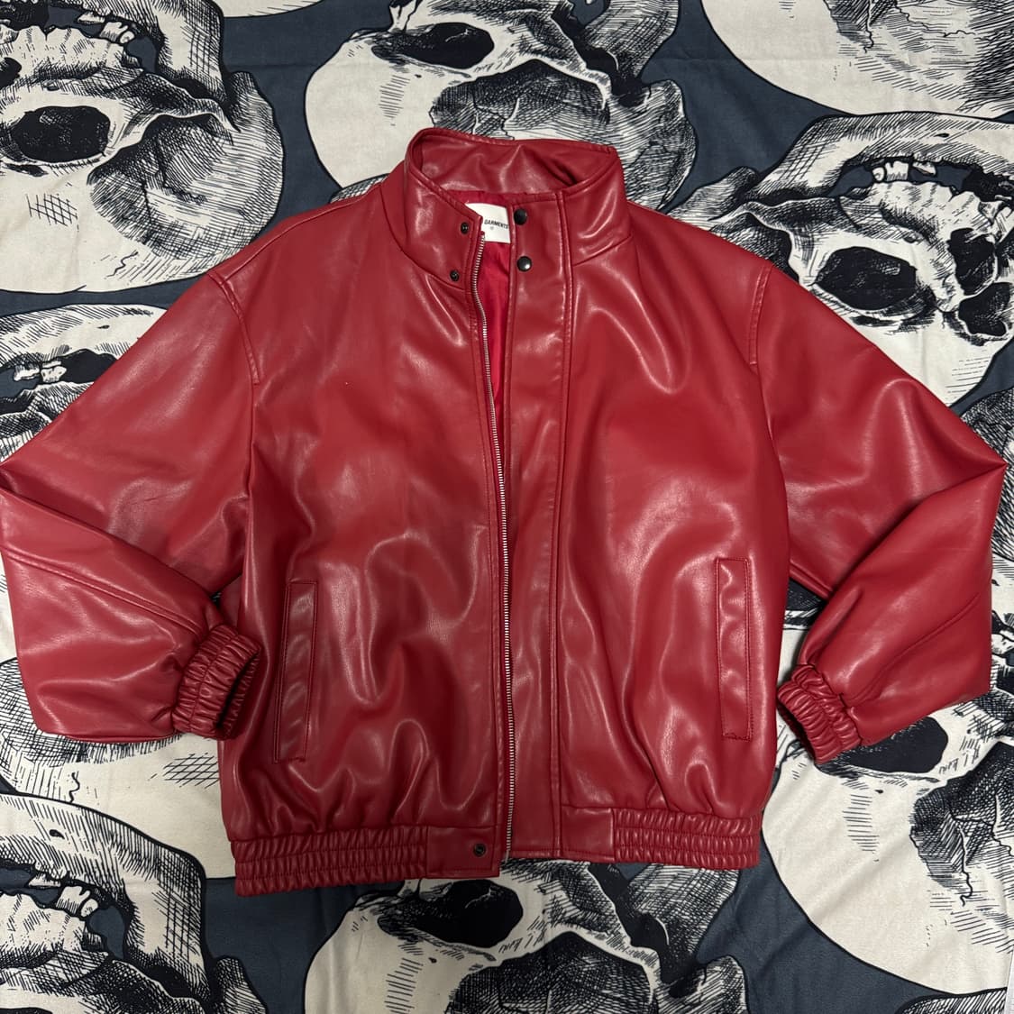 QT8가먼츠 레드 페이크 레더자켓 M사이즈 상품이미지1