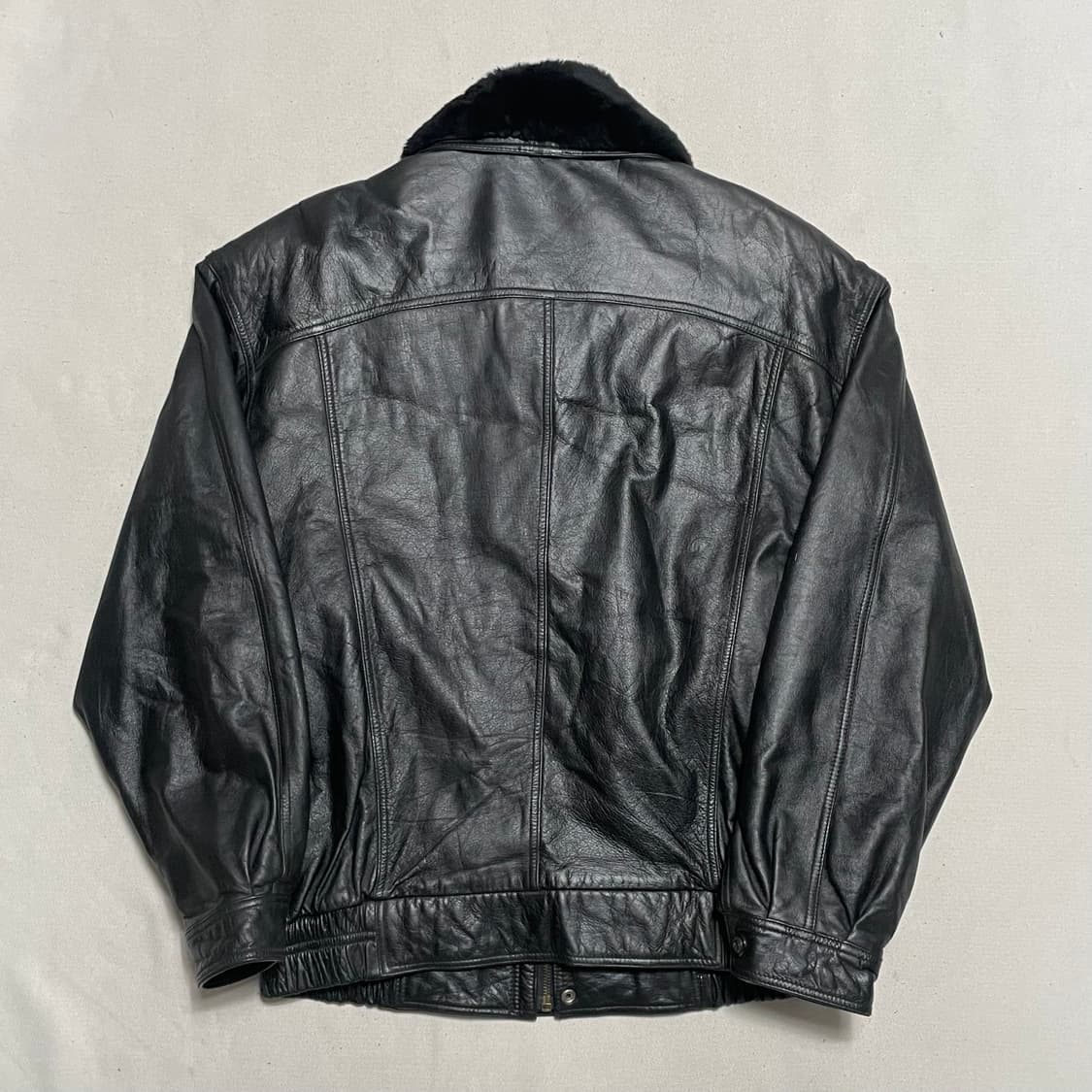 105 Vtg 소가죽 레더 무스탕 봄버 자켓 상품이미지3