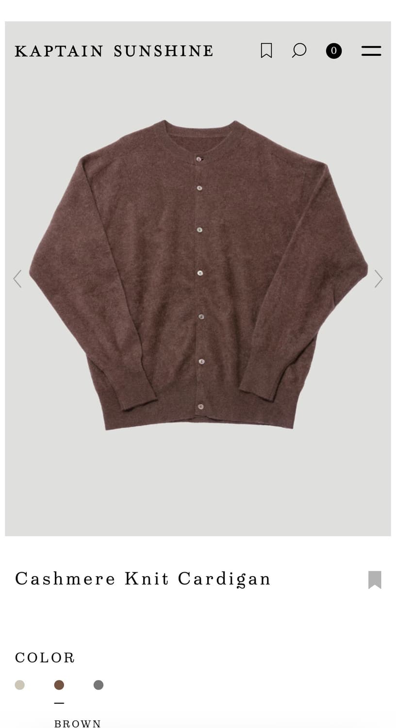 캡틴선샤인 25fw 캐시미어 니트 가디건 브라운 5사이즈 새제품 상품이미지1