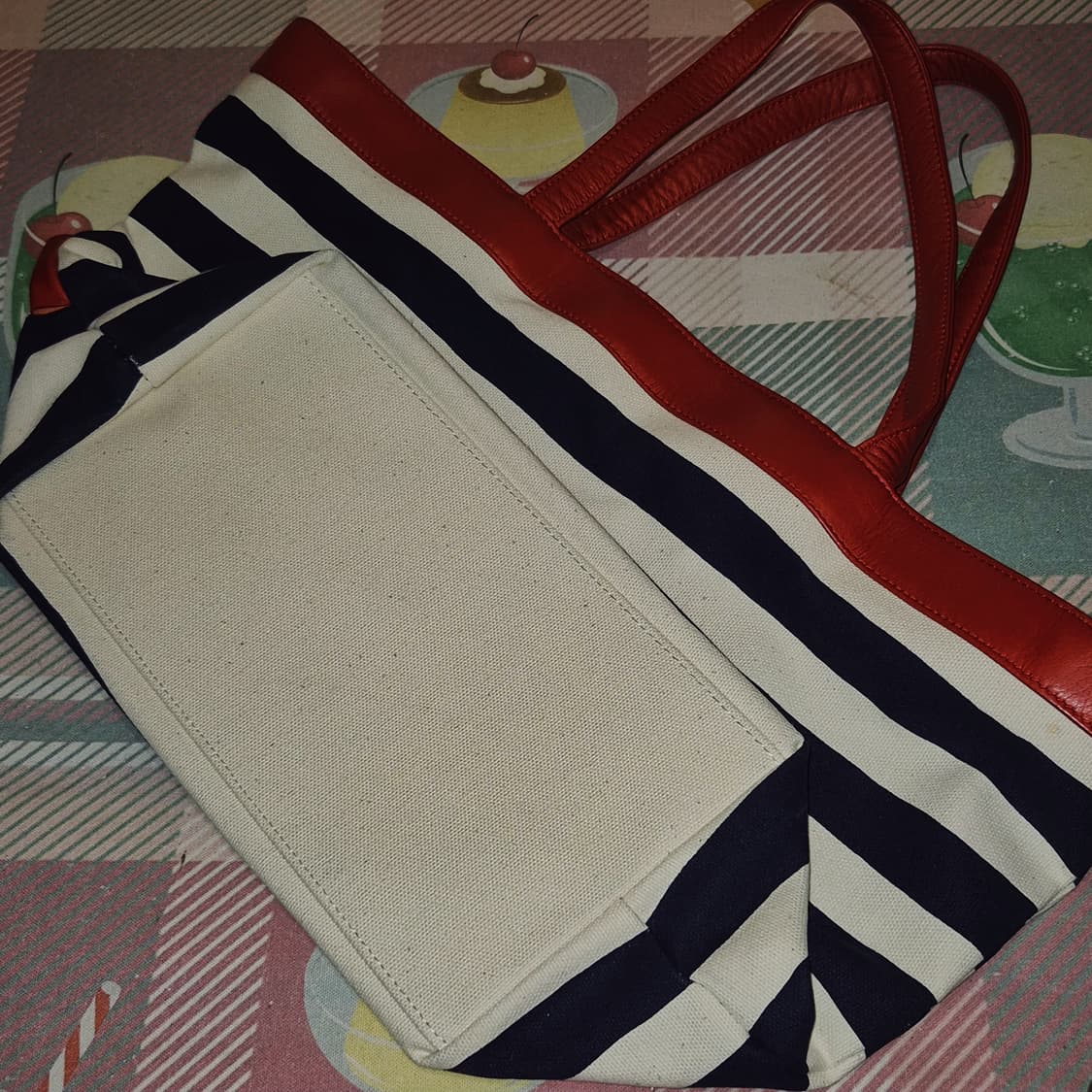 90s 모스키노 스프라이프 장미 레더 토트백 상품이미지10