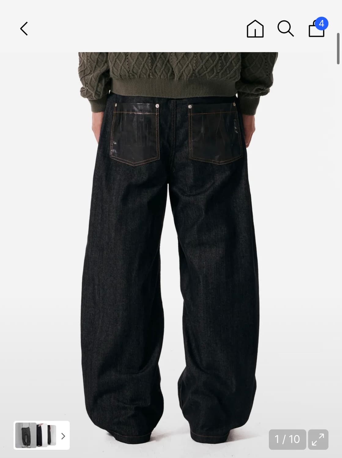 아캄의 래더 패치 데님 팬츠 블랙 (2사이즈) 상품이미지1