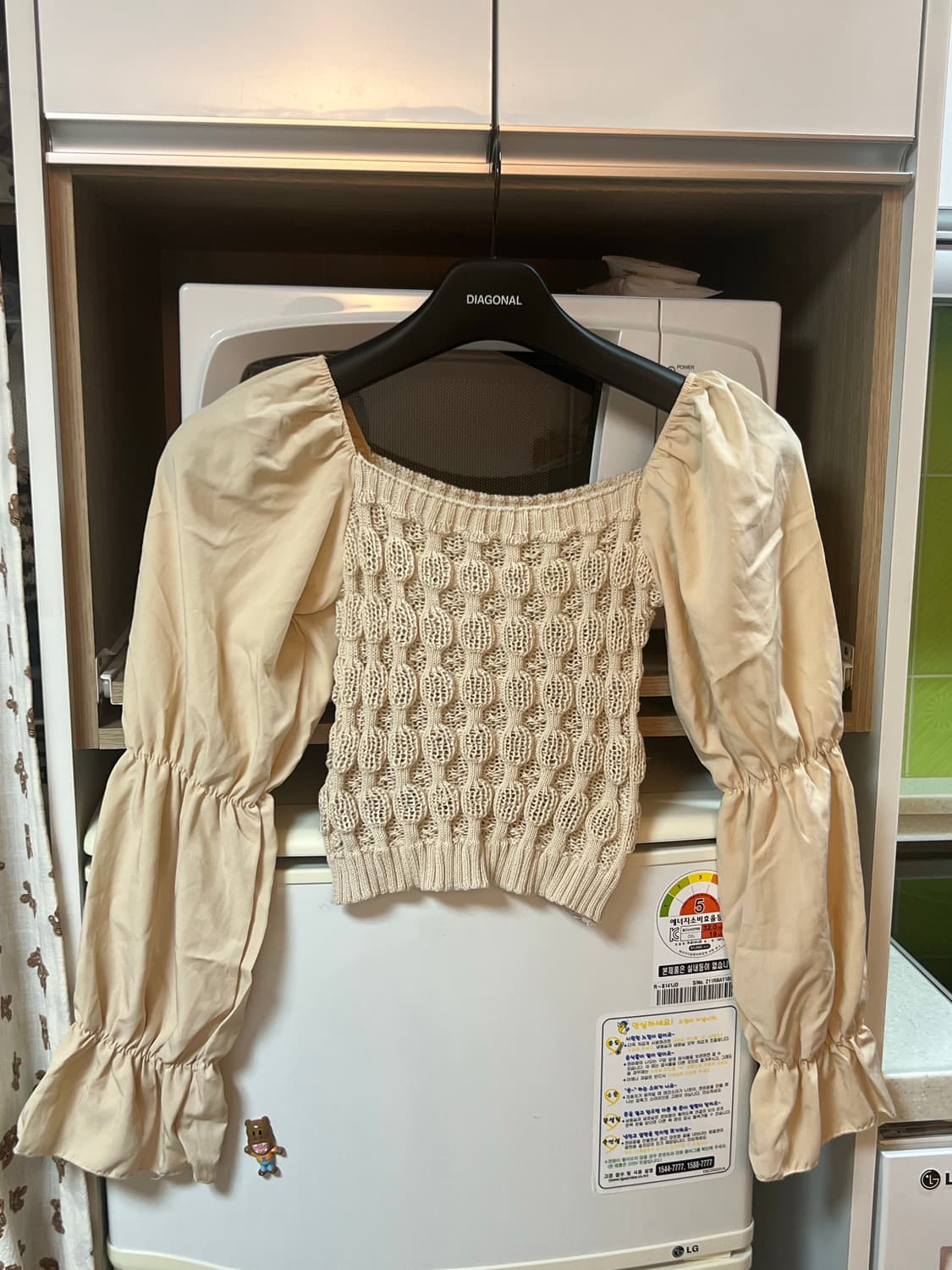 아이보리 니트 크롭 블라우스 상품이미지1