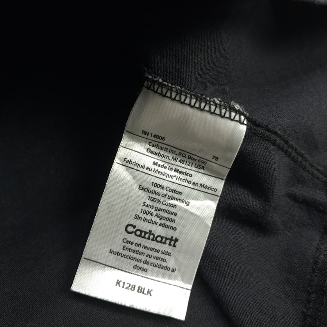 Co774 2XL 칼하트 블랙 포켓 헨리넥 긴팔 티셔츠 상품이미지7