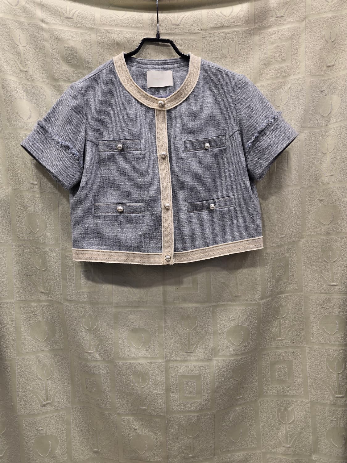 프론트로우 트위드 크롭 자켓 라이트 블루 44~55 상품이미지2