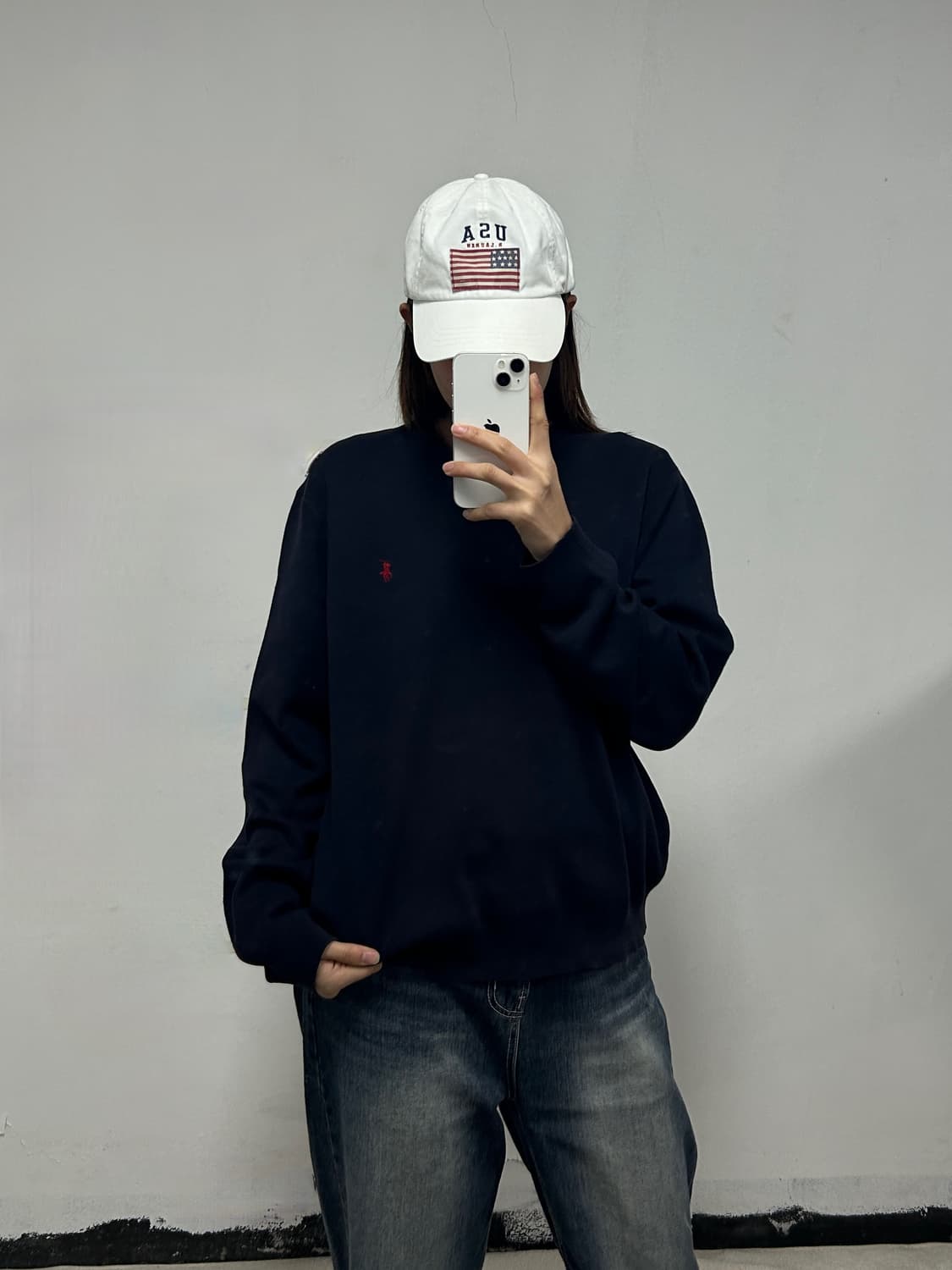  폴로 랄프로렌 포니로고 네이비 피마코튼 브이넥 니트  상품이미지1