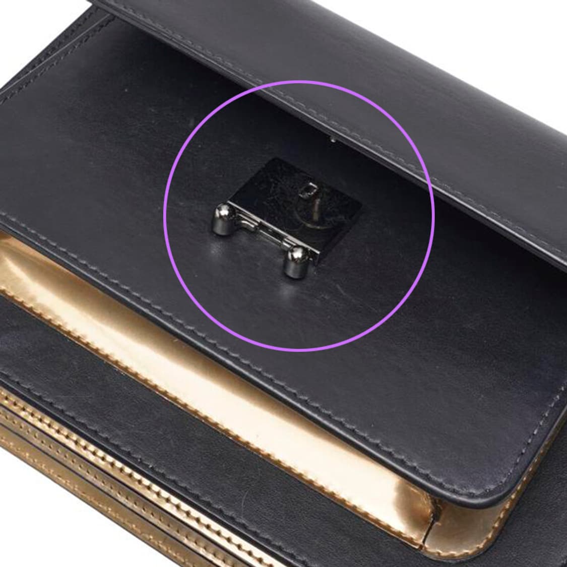 (중고) 마르니 블랙 골드 카프스킨 트렁크 미듐 숄더백 상품이미지7