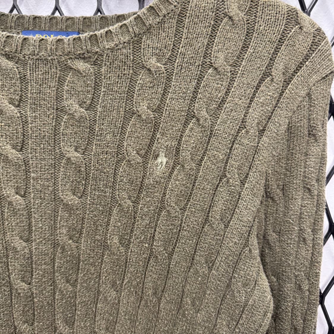 폴로 랄프로렌 케이블 니트 화이트 포니 포인트 라이트카키 상품이미지5