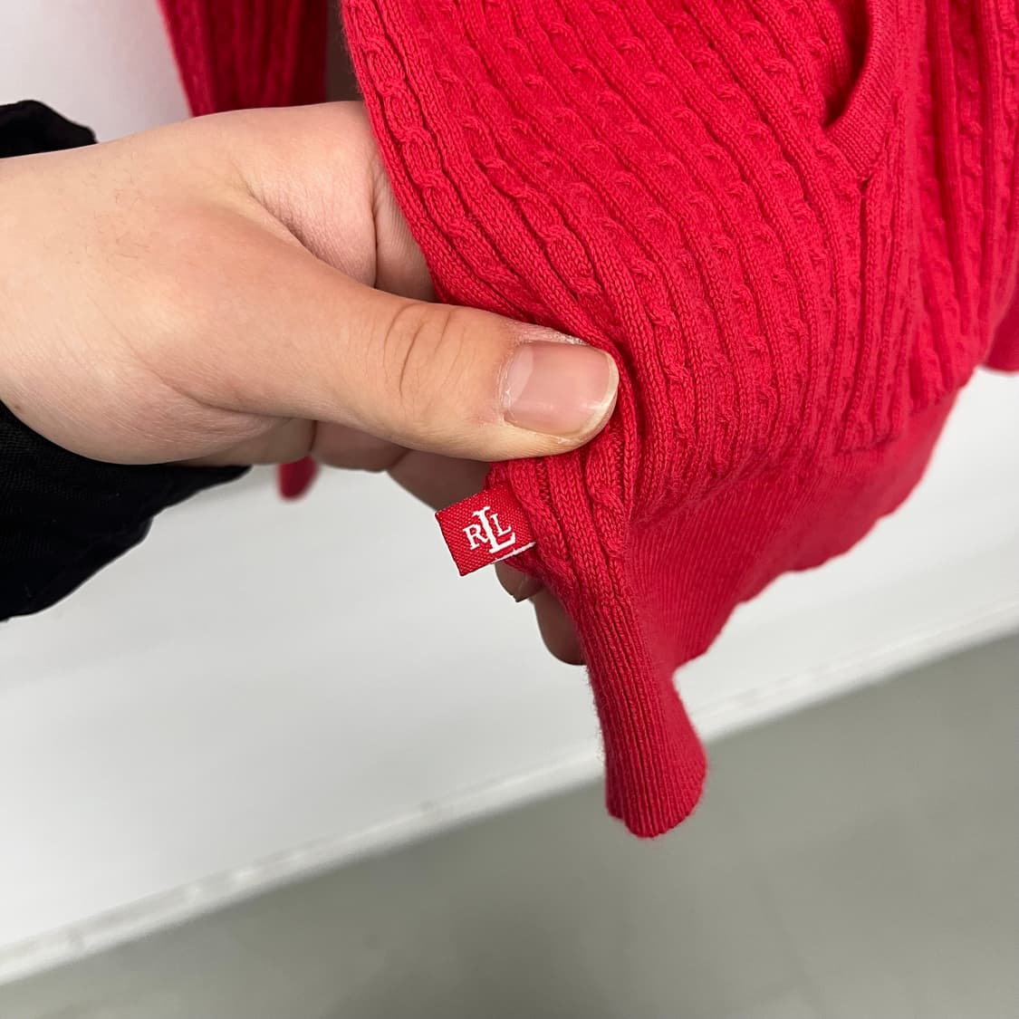 폴로 랄프로렌 레드 니트 후드집업 여 L 상품이미지6