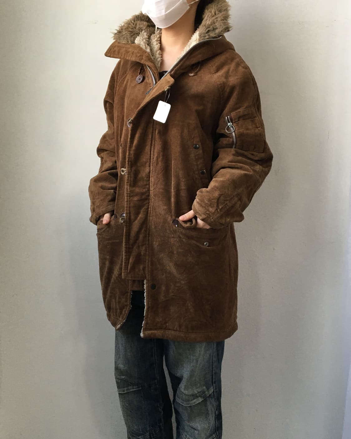 Fake fur hood corduroy jacket 상품이미지9