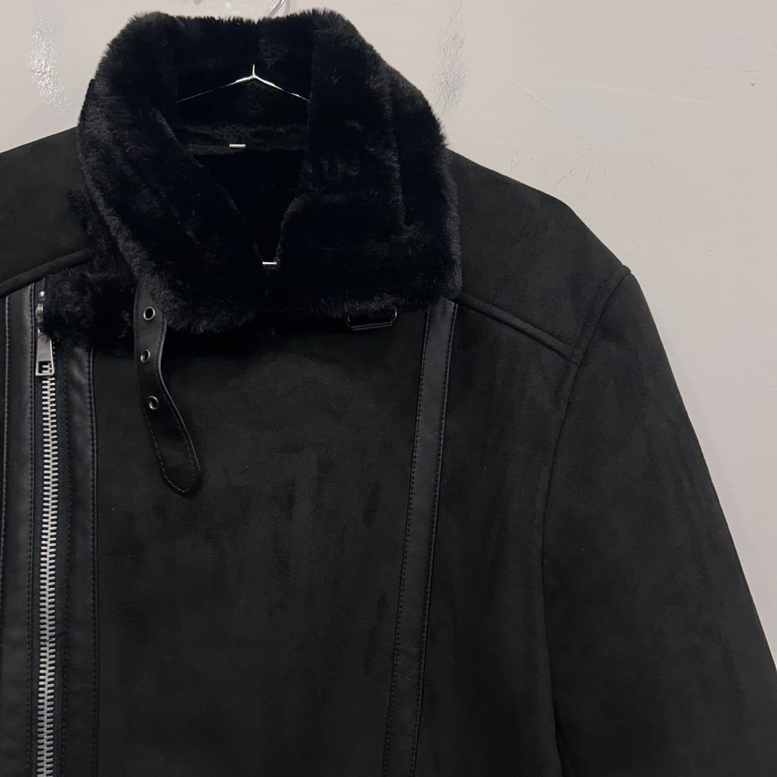 핸드메이드 스웨이드 밍크 모헤어 사선 무스탕 상품이미지1