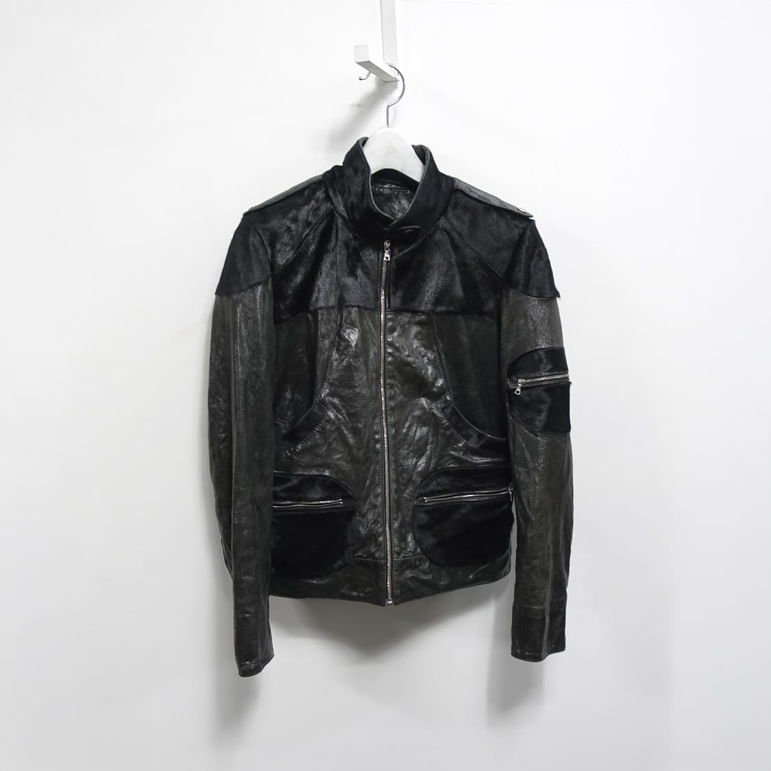 (55~66) 빈티지 송치 퍼 레더 믹스 자켓 상품이미지2