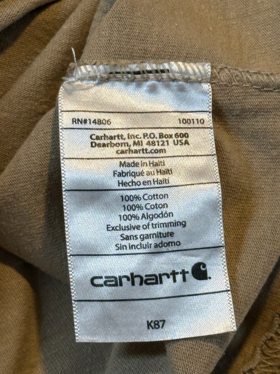 칼하트 CARHARTT 오리지널핏 포켓 반팔 티셔츠 베이지 상품이미지6