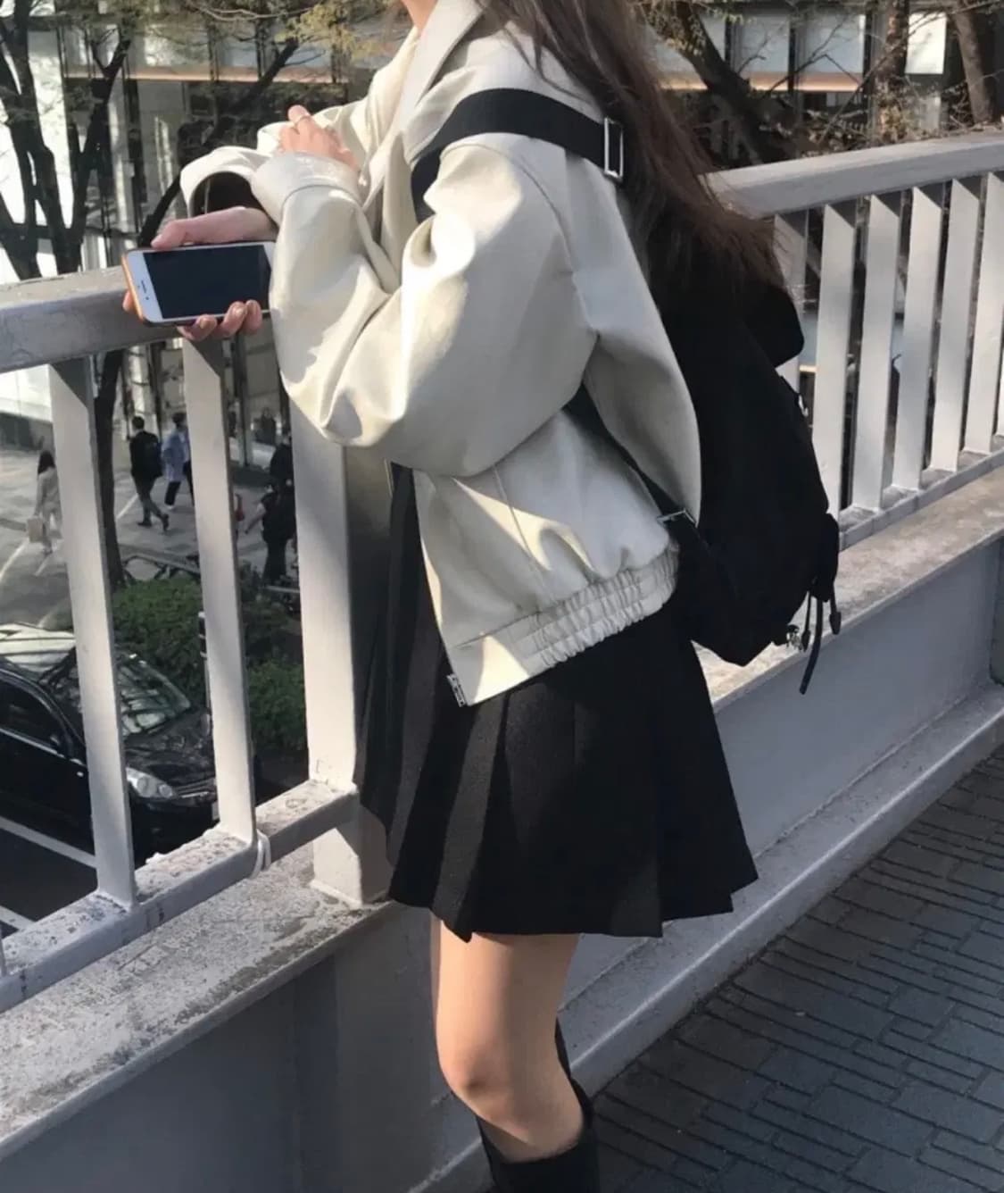 아카이브제이투유 레더 블루종 크림 상품이미지2