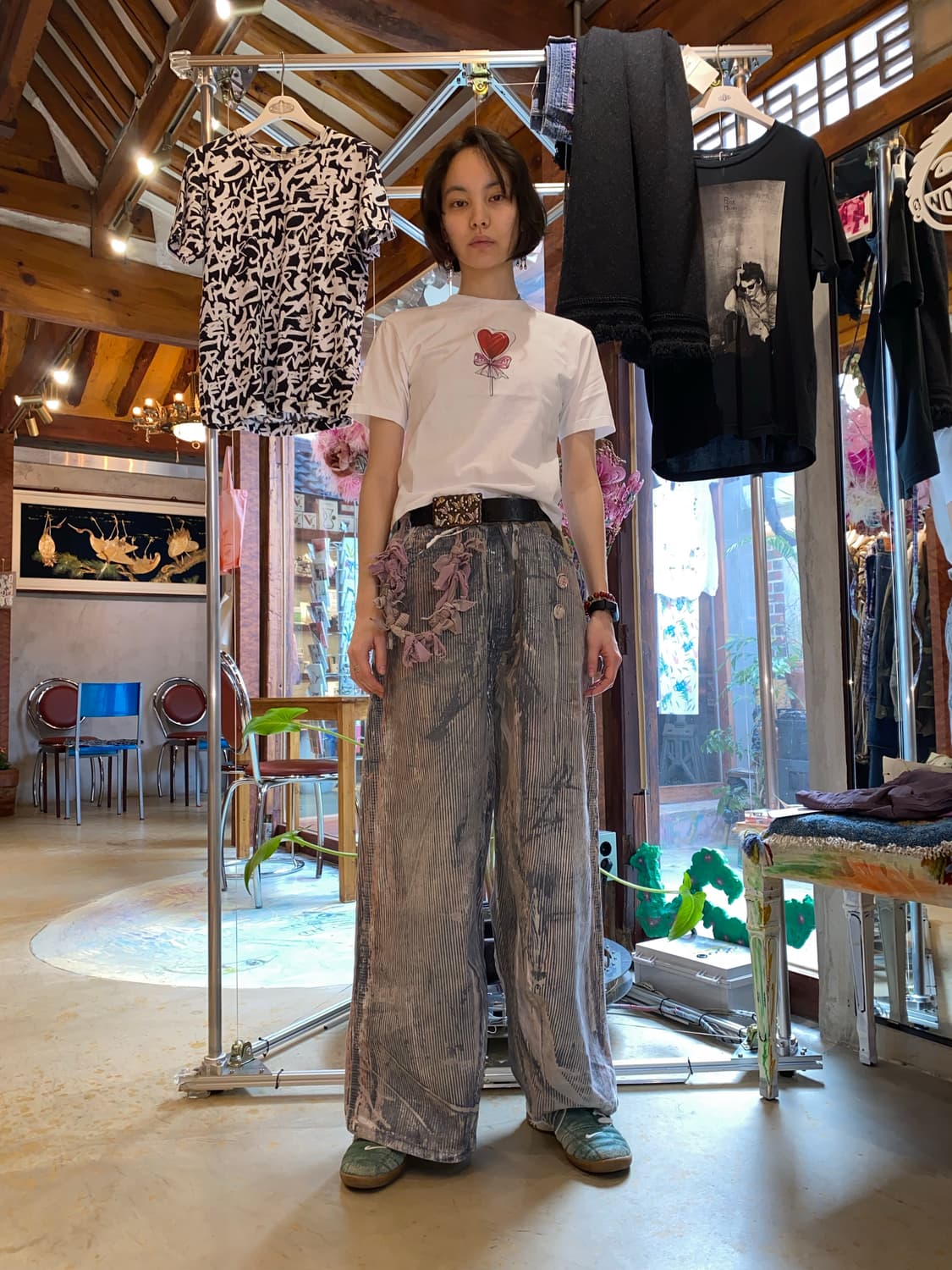 [MSGM] 빈티지 하트 롤리팝 그래픽 화이트 티셔츠 상품이미지2