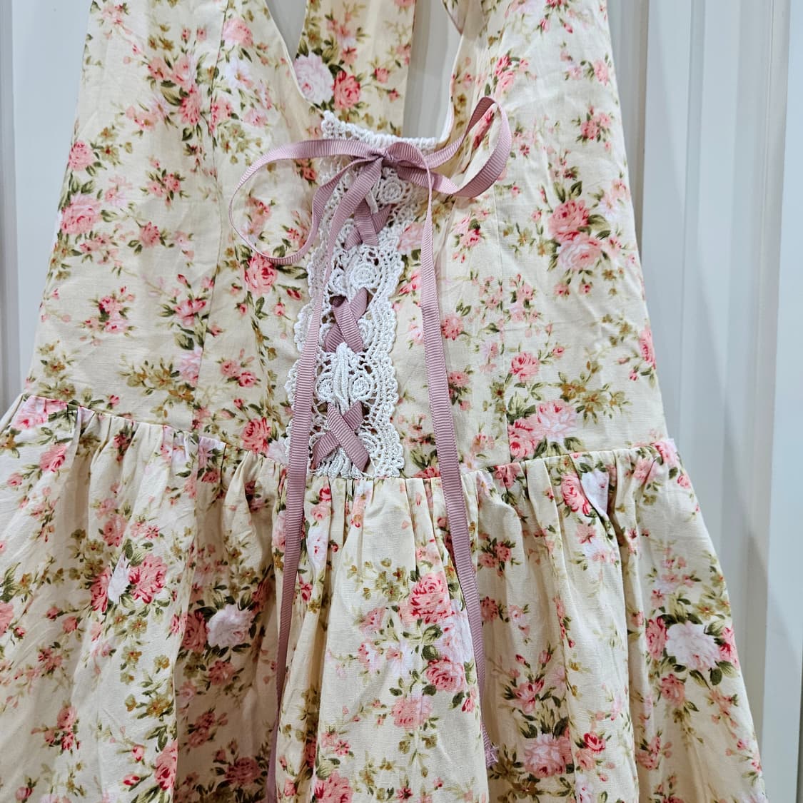 플라워 패턴 레이스 홀터넥 원피스 상품이미지3