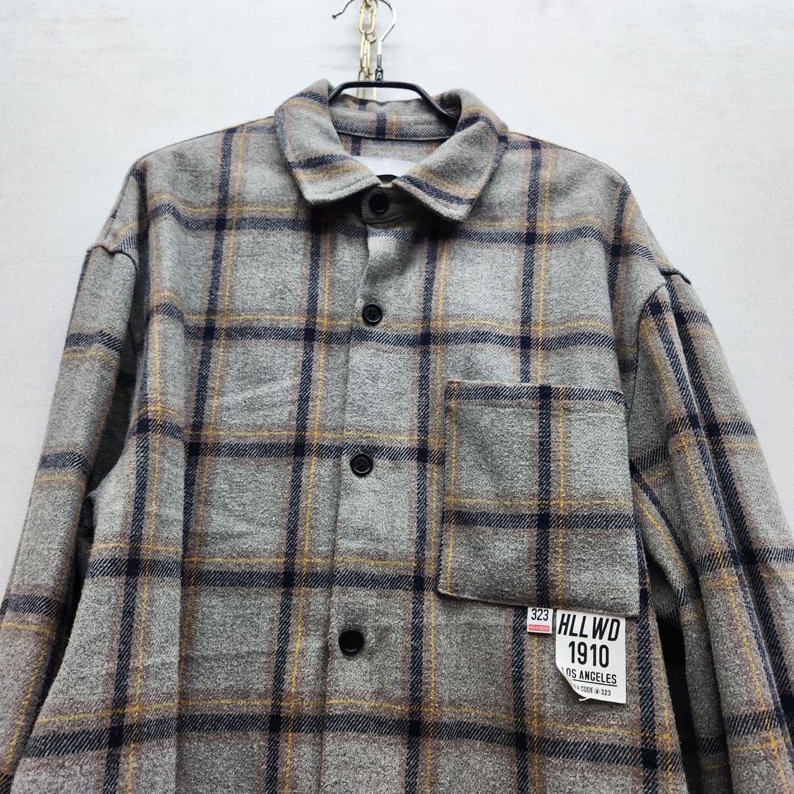 에잇세컨즈 원포켓 체크 모혼방 셔츠 L(L) 상품이미지2