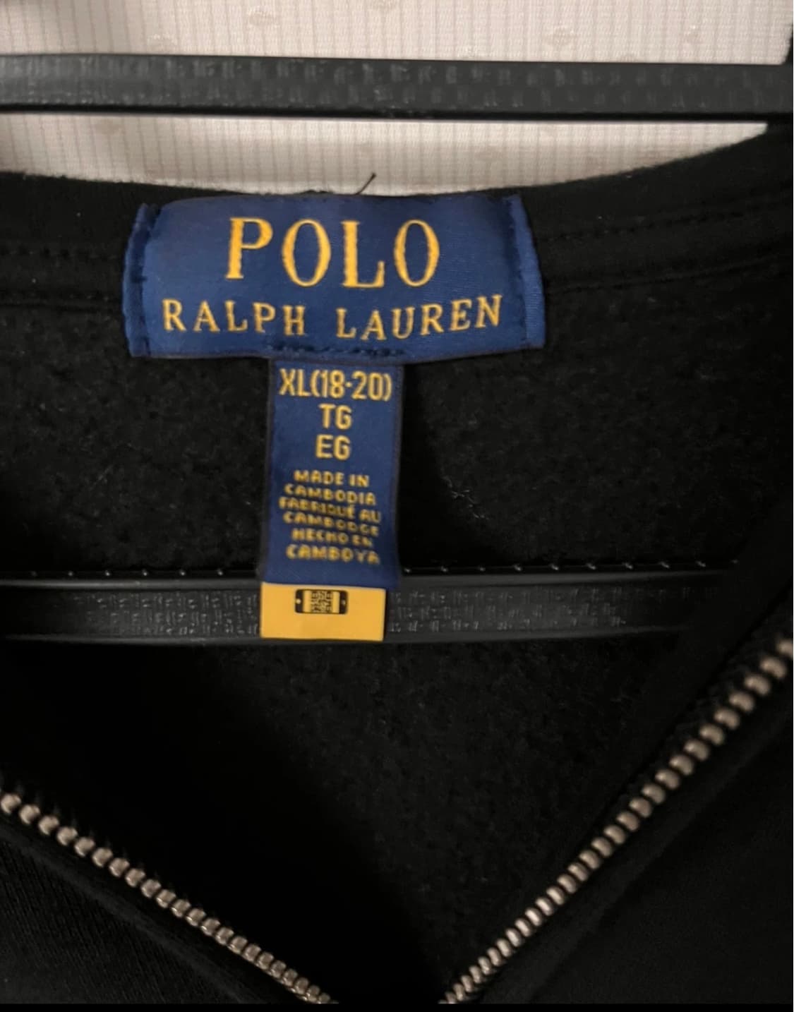 3회착용 폴로 블랙 후드 집업 보이즈 XL 크림구매 상품이미지3