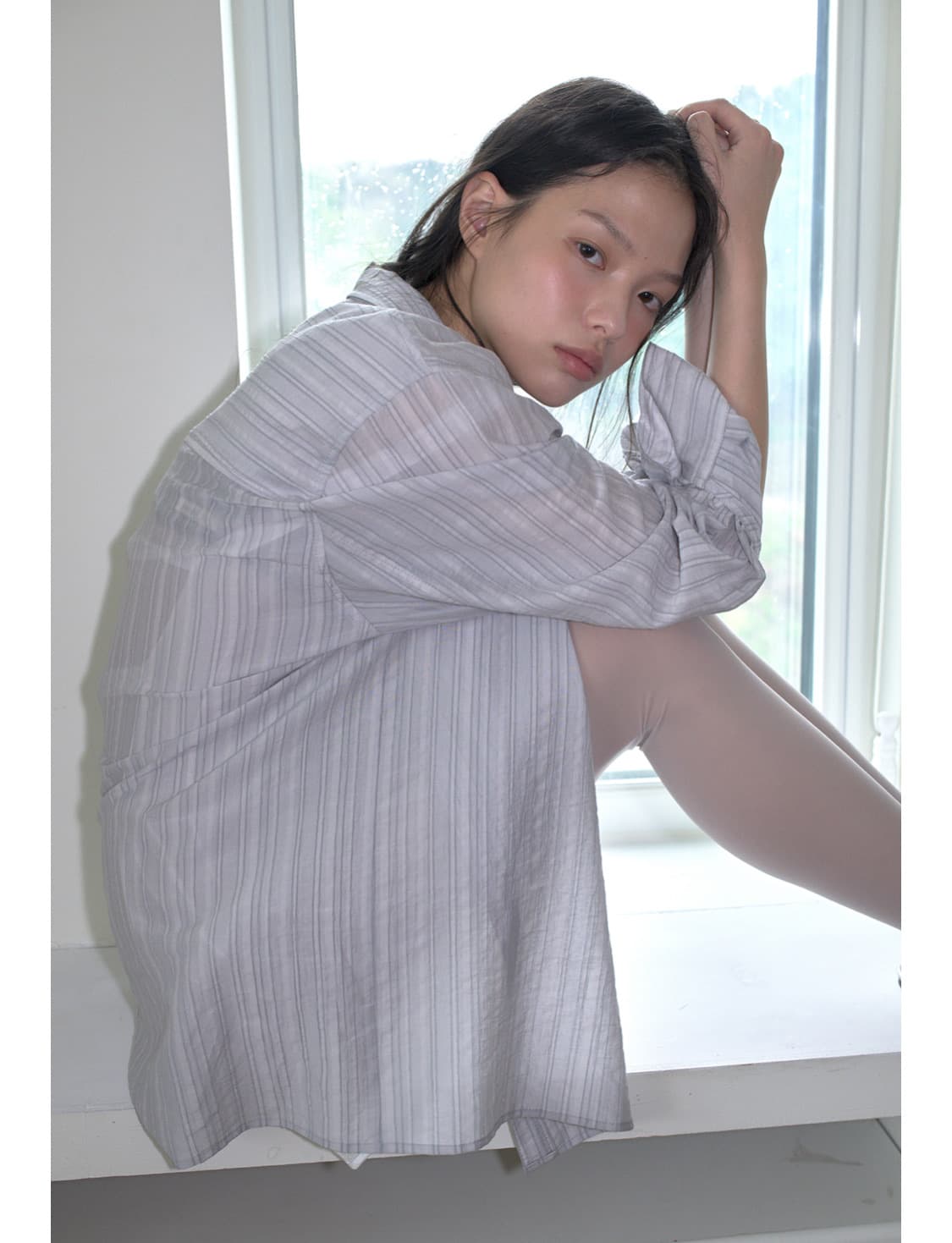 새상품:)오버듀플레어OVERSIZED TEXTURED SHIRT_GREY 상품이미지3