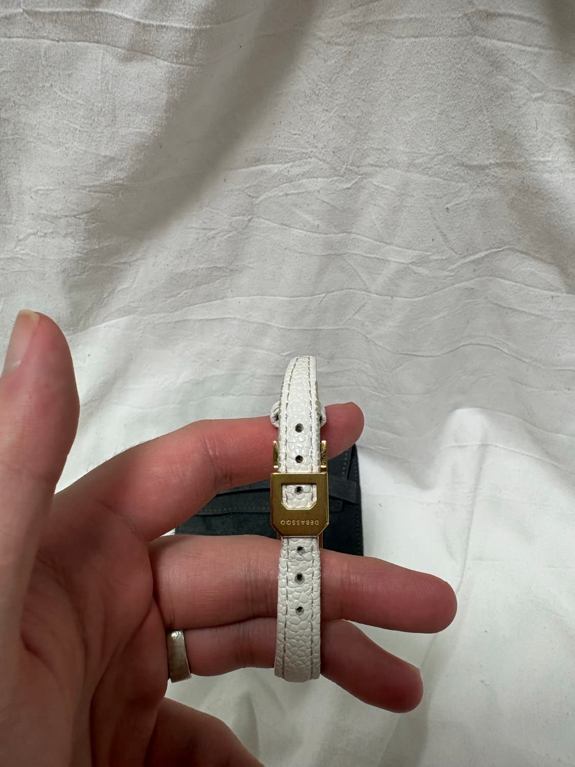 드바스크 화이트골드가죽 팔찌 상품이미지3