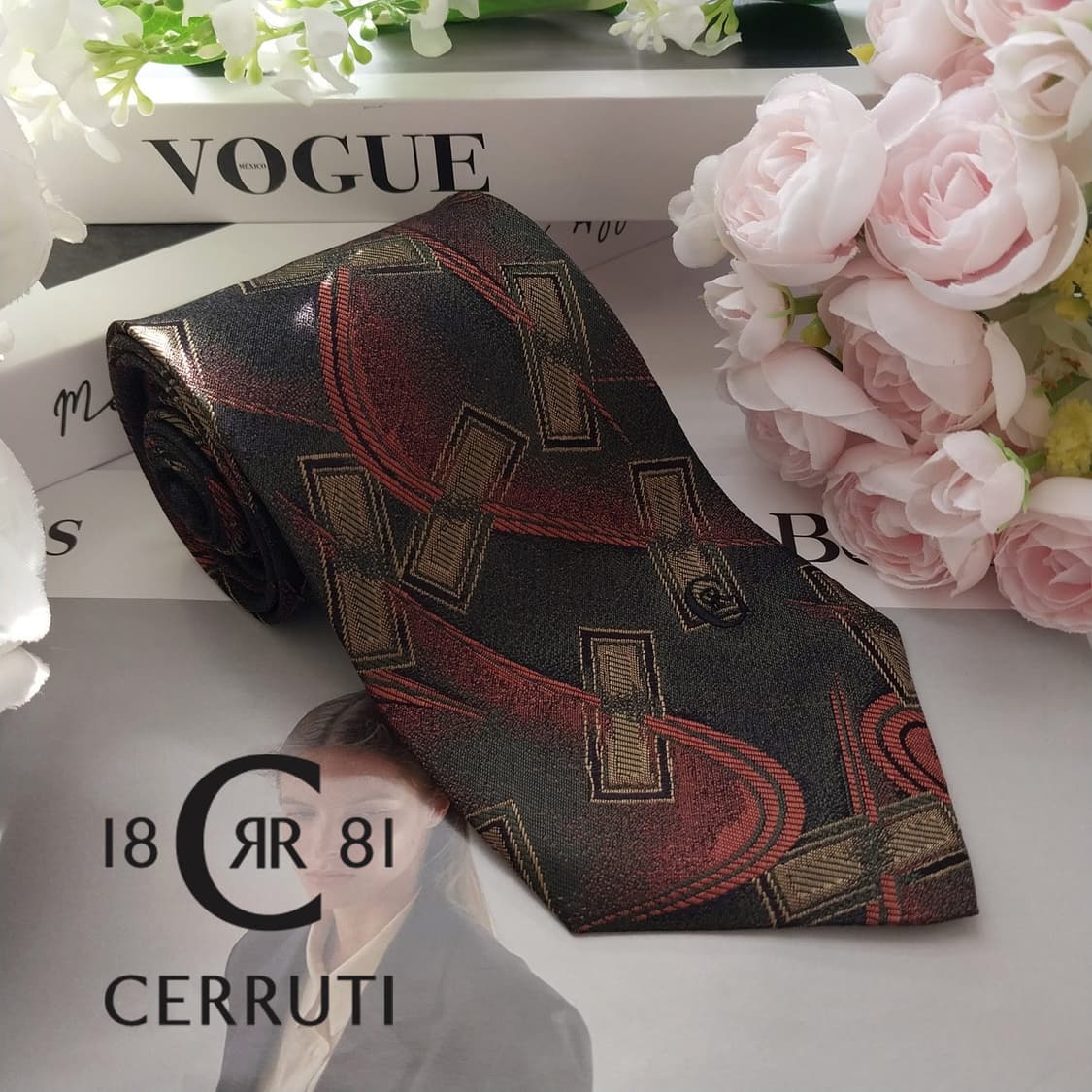 Cerruti Tie - Dark Green Abstract Jacqua 상품이미지1