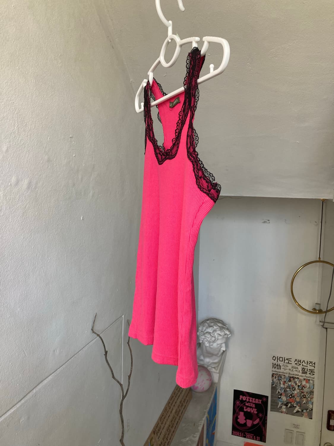 핫핑크 골지 레이스 나시 상품이미지3