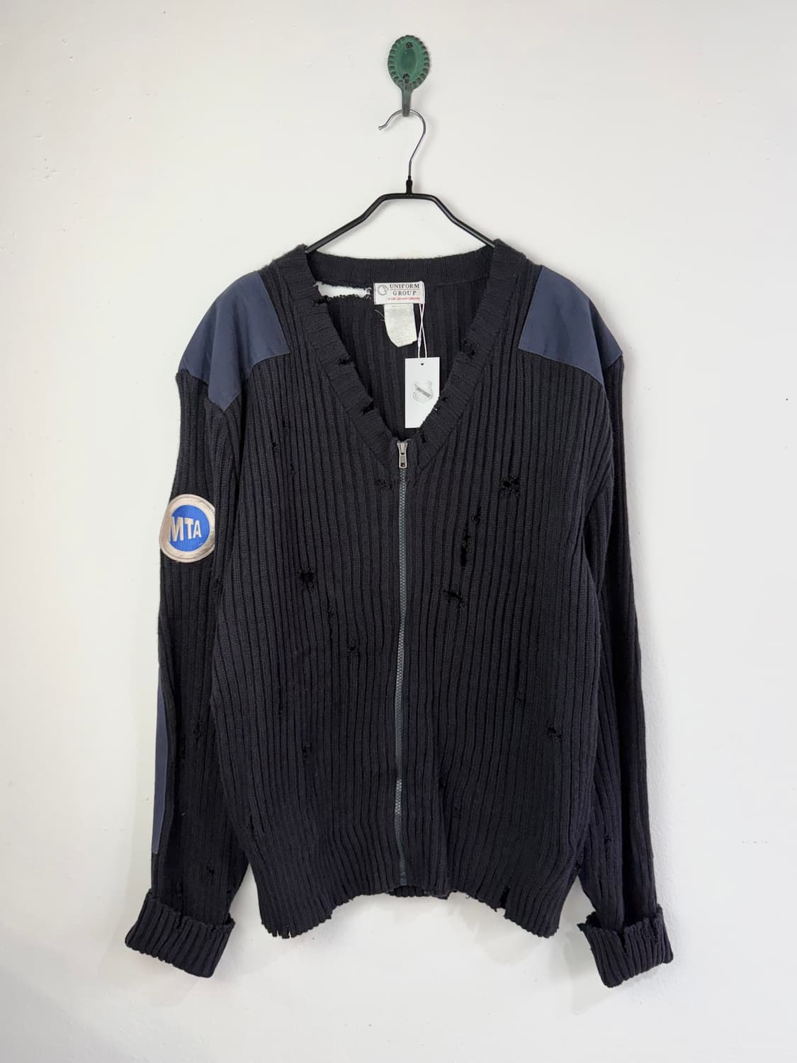 빈티지 디스트레스드 코만도 니트 집업 상품이미지1