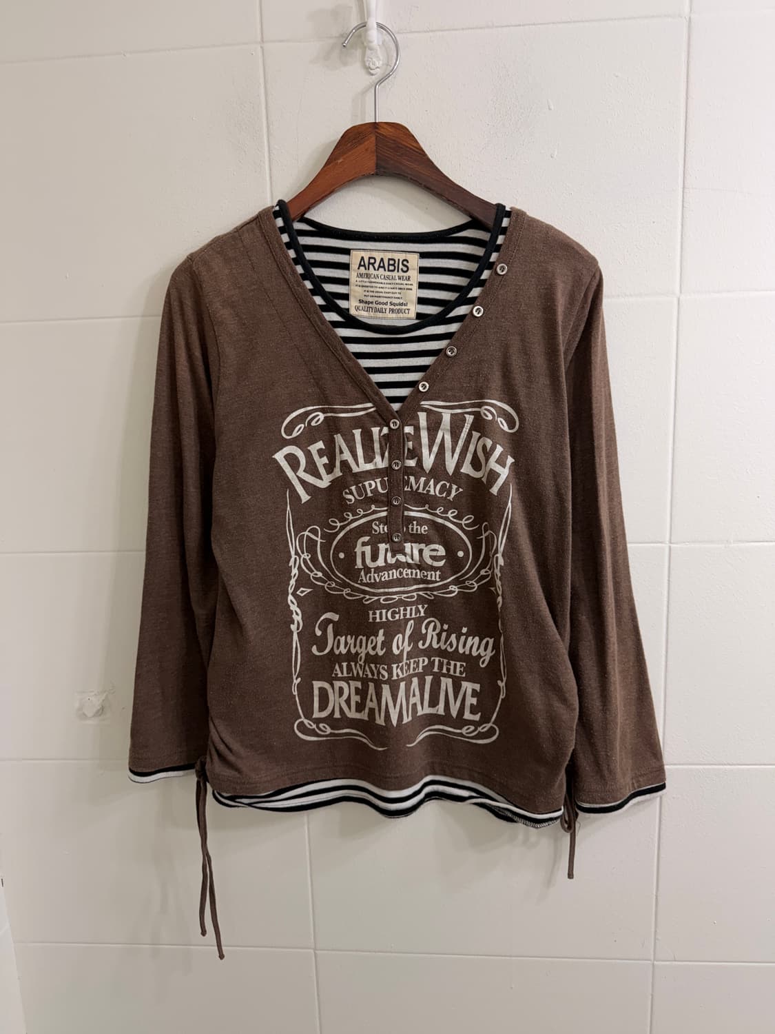 빈티지 카키 브라운 셔링 데일리 스트릿 코디 세트 상품이미지6