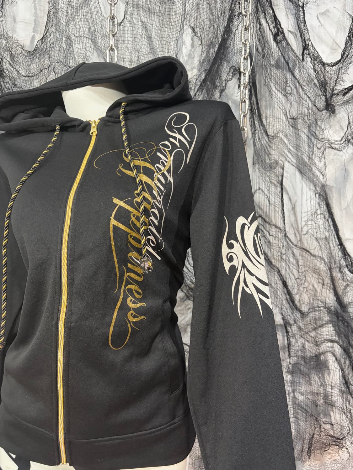 Y2K lettering Glitter hoodie zip up 상품이미지7
