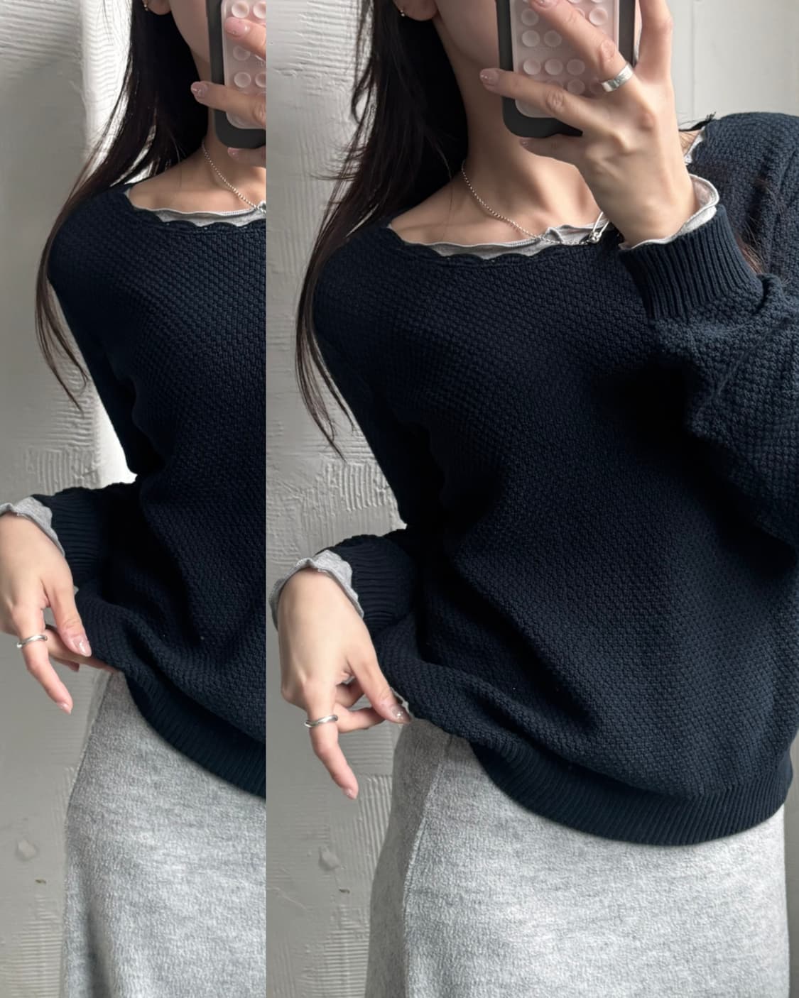 A.P.C 아페쎄 프릴 네이비컬러 코튼 니트 상품이미지1