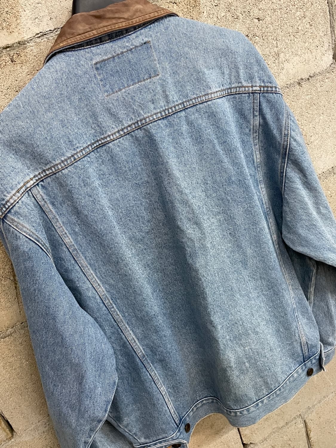 90s 잔스포츠 가죽 카라 데님 자켓 상품이미지4