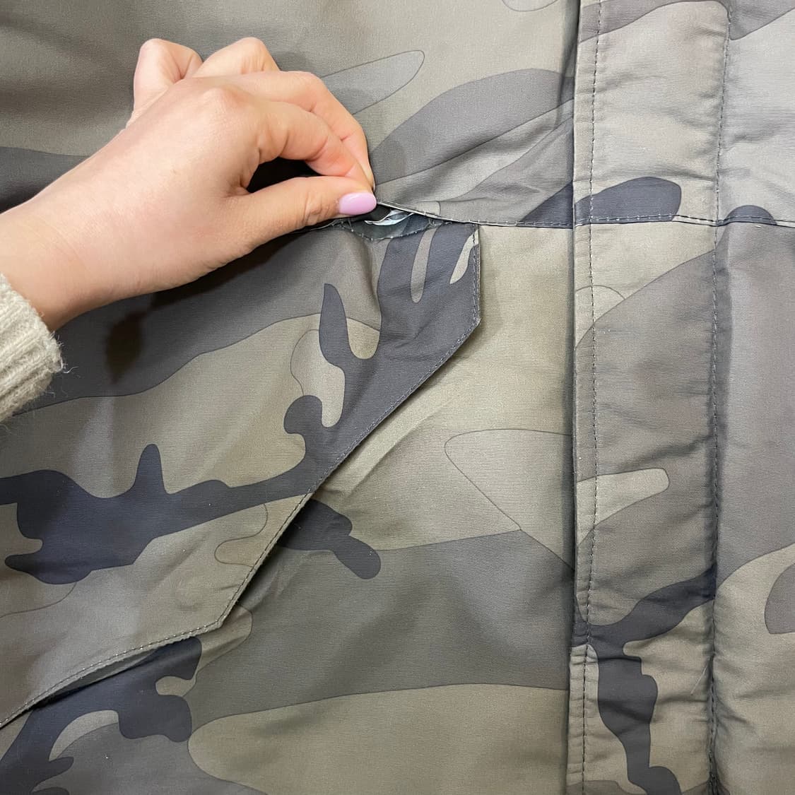 빈티지 밀리터리 카모 후드 헤비 점퍼 패딩 자켓 XL 상품이미지5