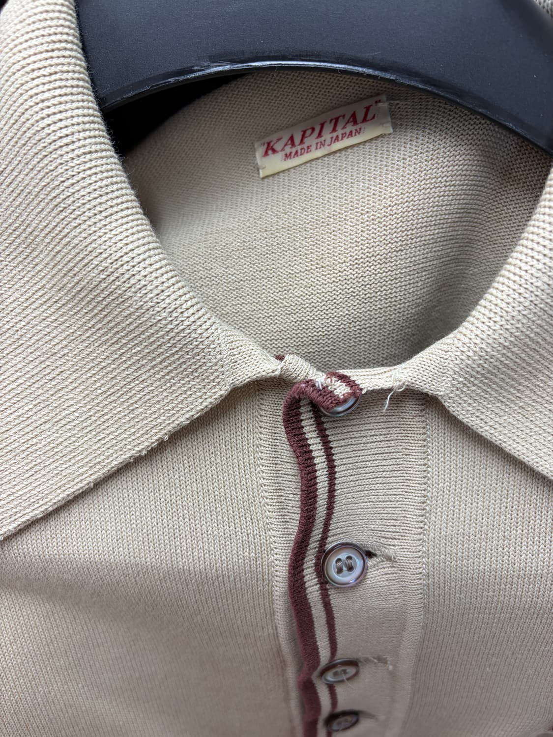 (3) 캐피탈 Kapital 14G 니트 캐롤 폴로 셔츠 베이지 상품이미지5