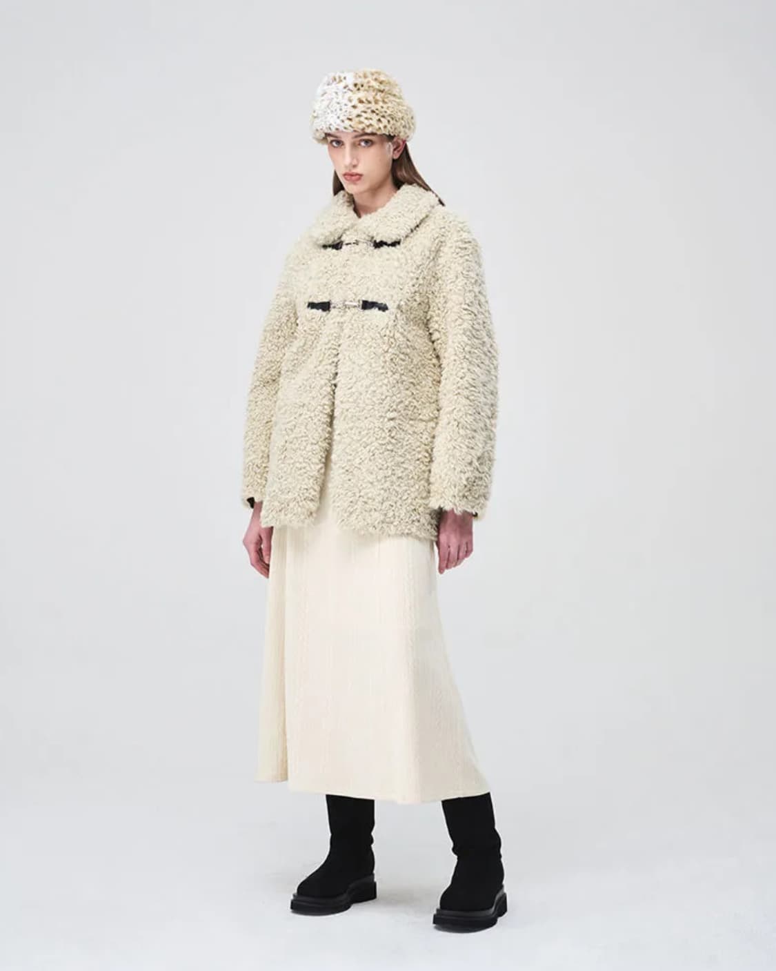 에트몽 부클 퍼 하프 코트 베이지 상품이미지3