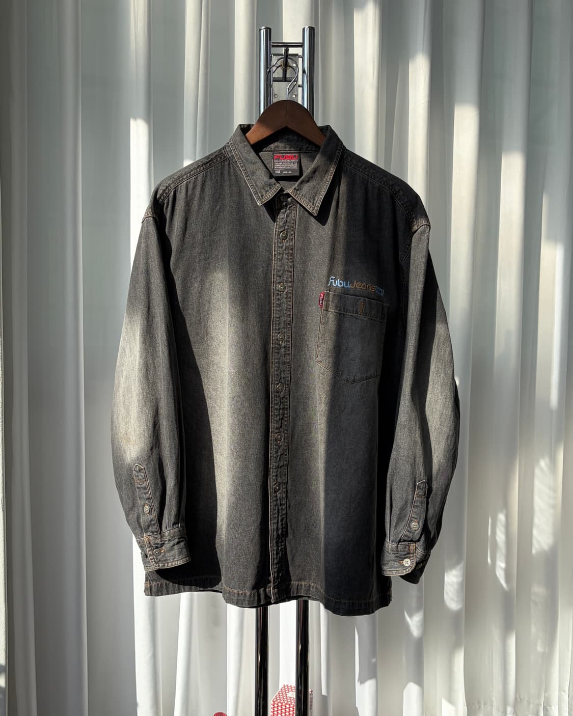 [L-XL]FUBU 후부 올드스쿨 흑청 데님 셔츠 상품이미지4