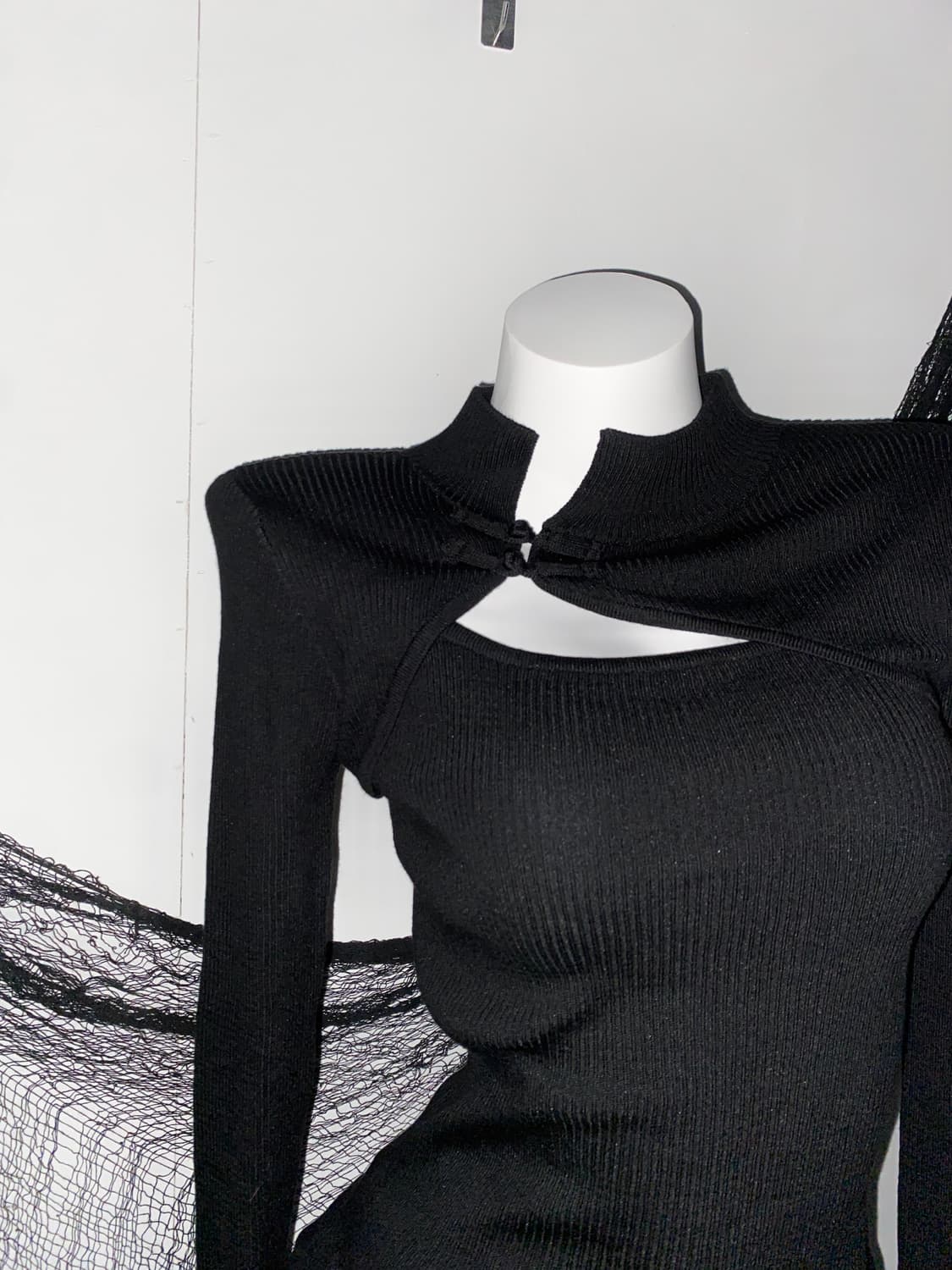 ꒰ঌ 차이나 넥 블랙 롱슬리브 ໒꒱ 상품이미지2