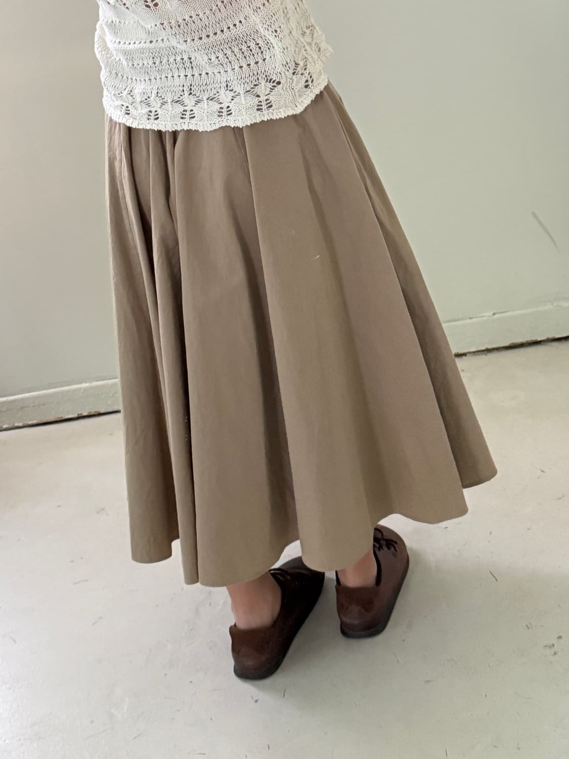 일본빈티지 베이지 핀턱 플리츠 롱스커트 상품이미지3