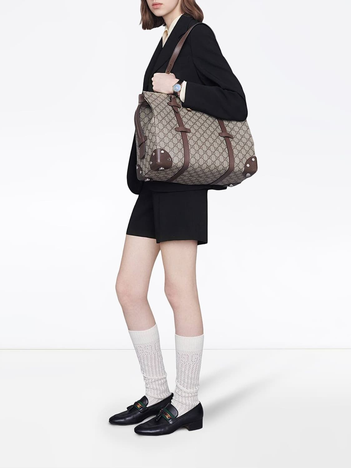 정품 구찌 GG 수프림 레더 디테일 캔버스 남성 여성 토트백  급매 상품이미지4