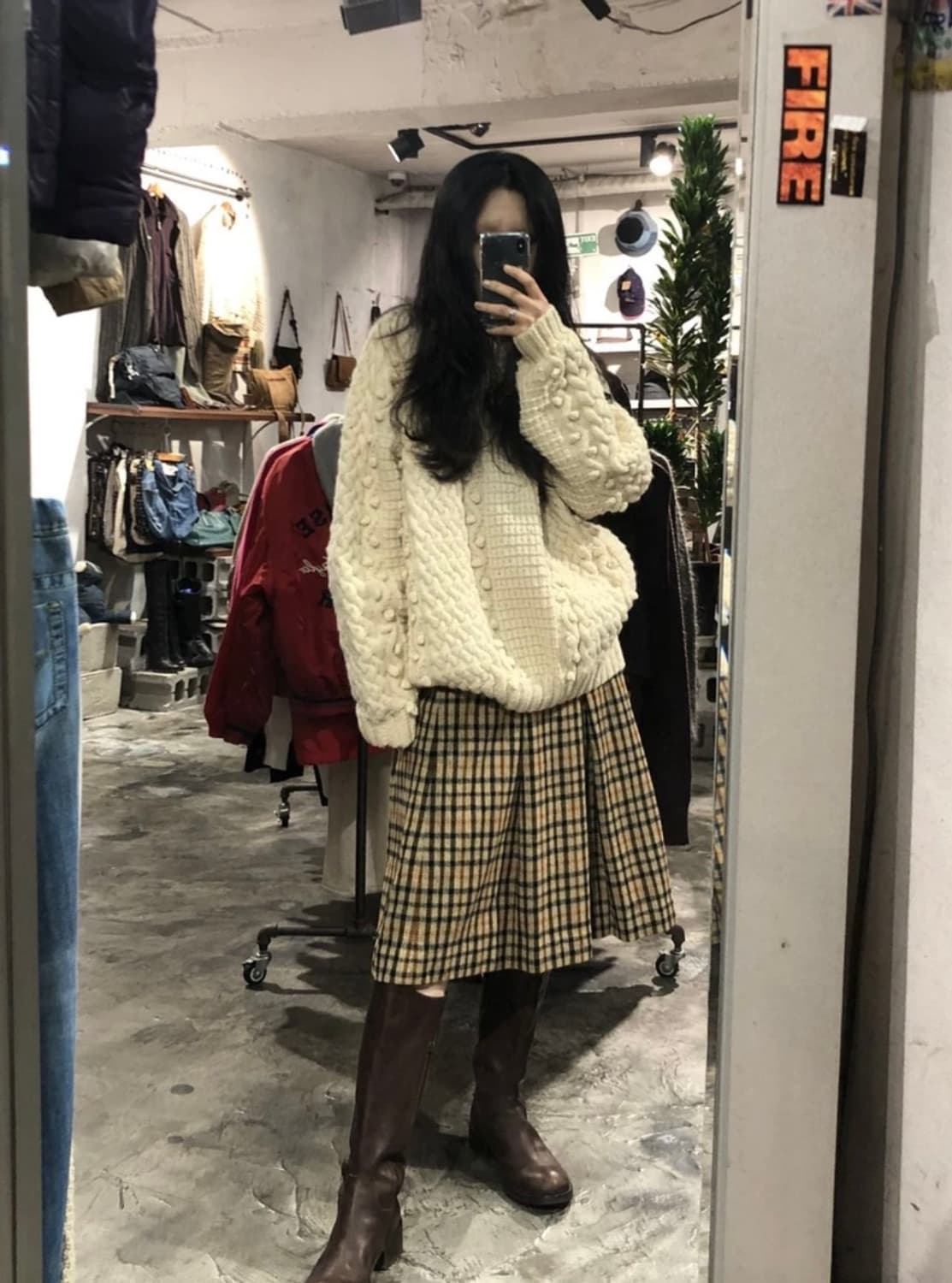 [8502]Daks beige check midi skirt 상품이미지3