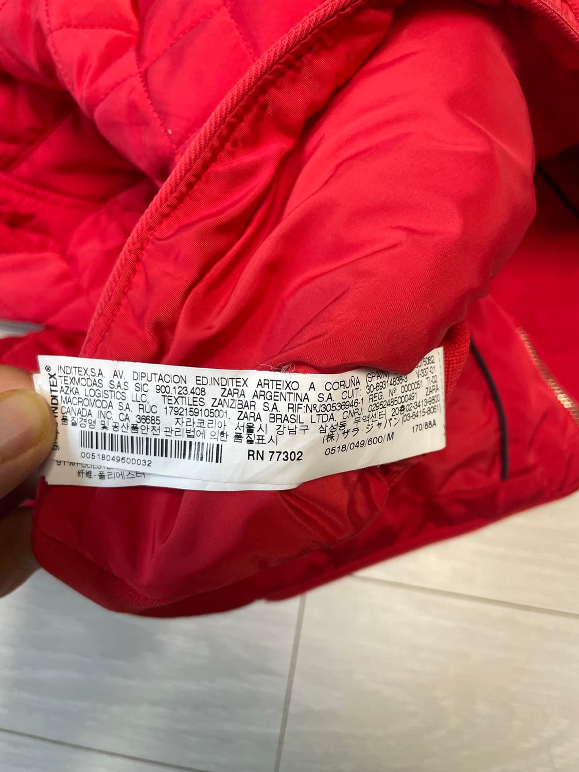 ZARA 퀼팅 자켓 (레드) 상품이미지6