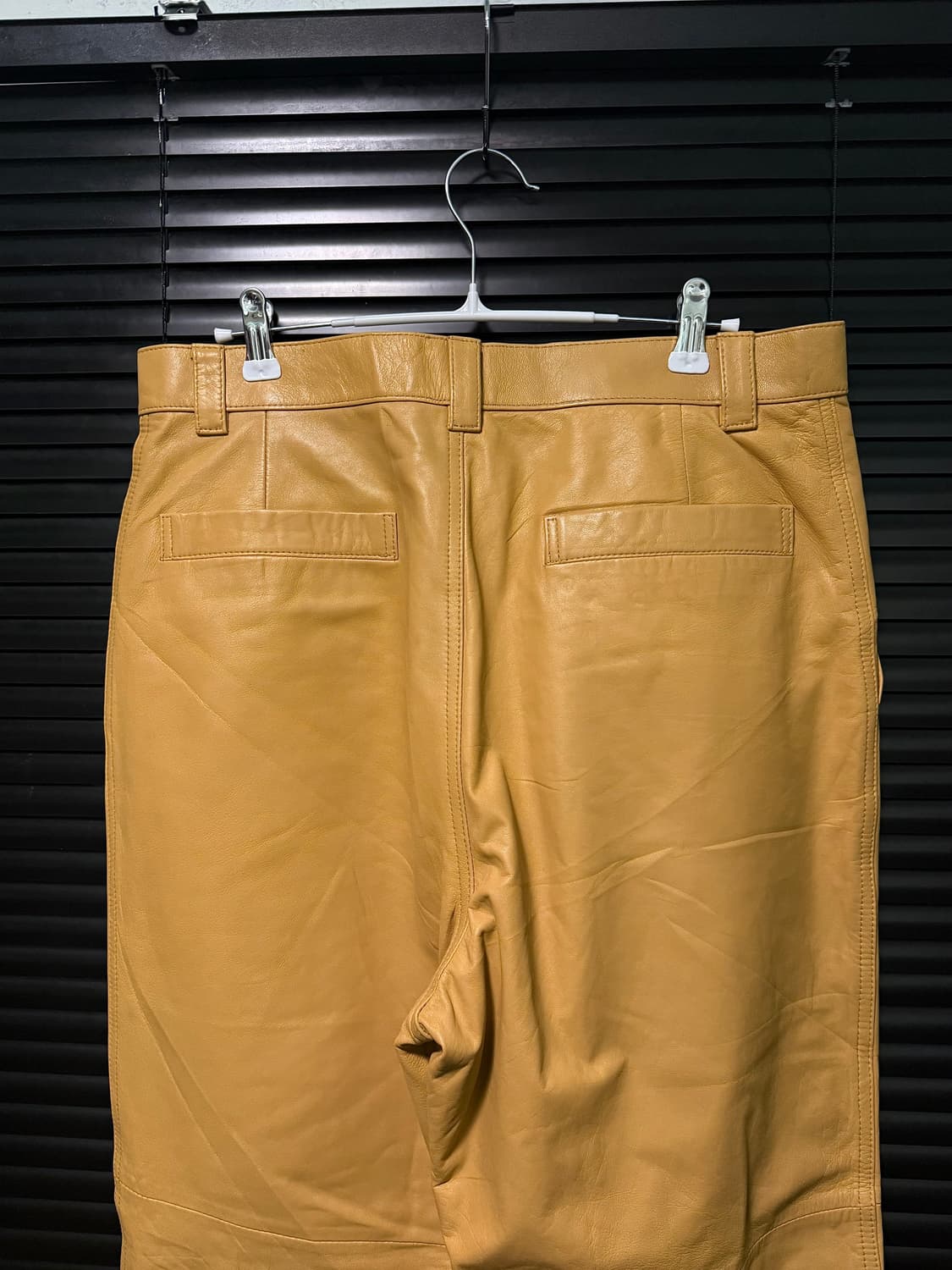 VAZIIE 양가죽 세미 와이드 팬츠 가죽 레더 32 카멜 웨스턴 일본 상품이미지4