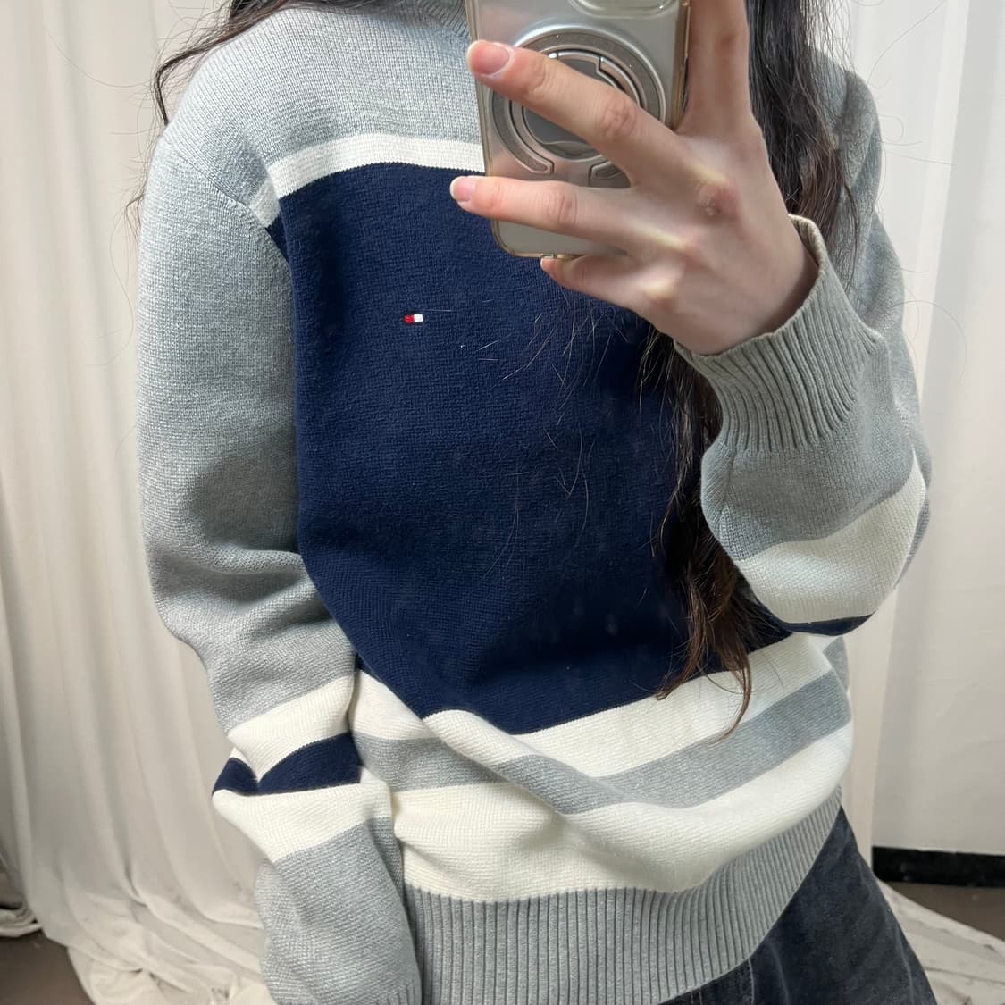 Tommy Hilfiger Grey × Navy Half-Zip Knit 상품이미지3