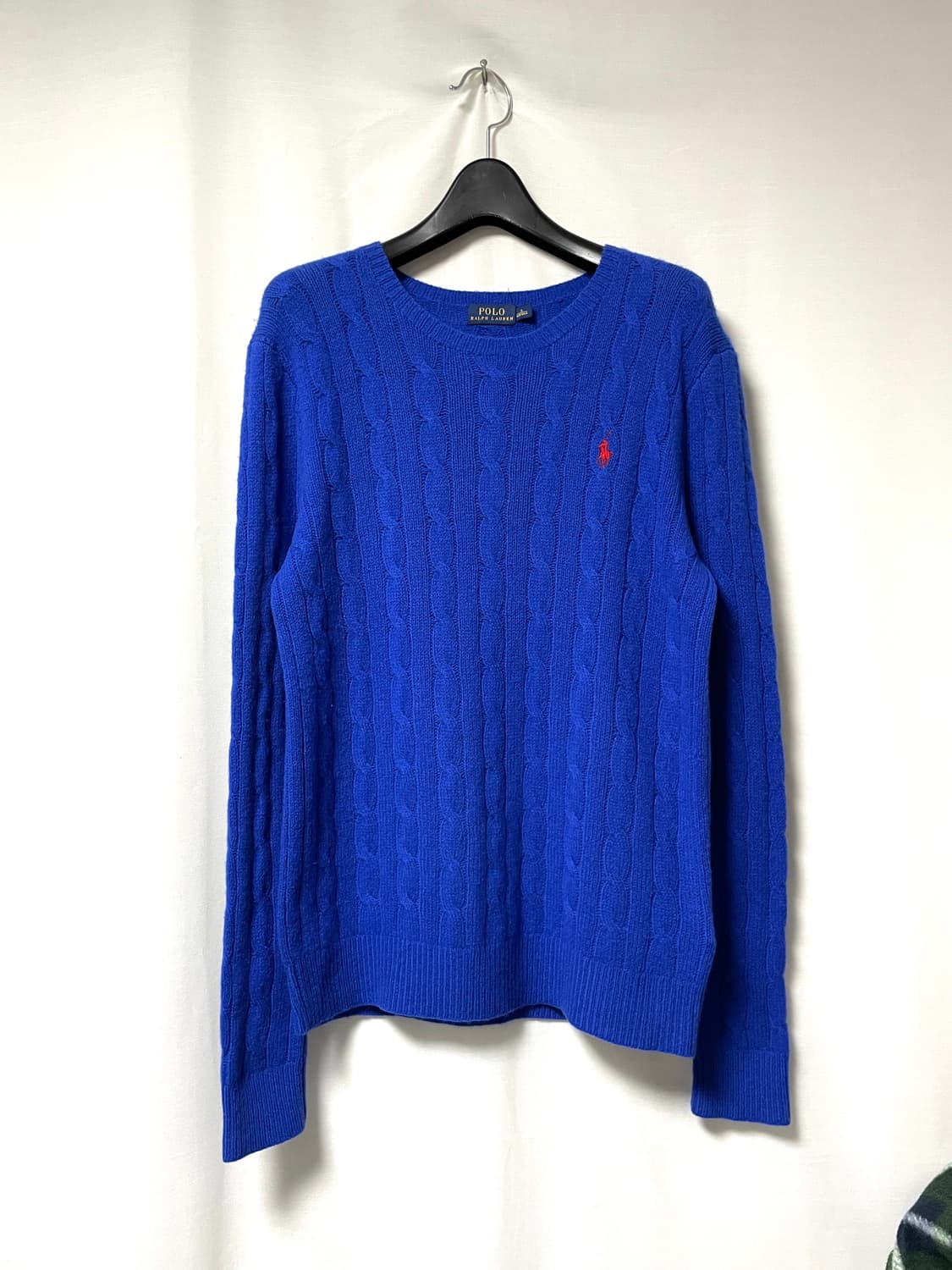 폴로 랄프로렌 여성 메리노 울 캐시미어 케이블 꽈배기 니트 _ 코발트블루 상품이미지1