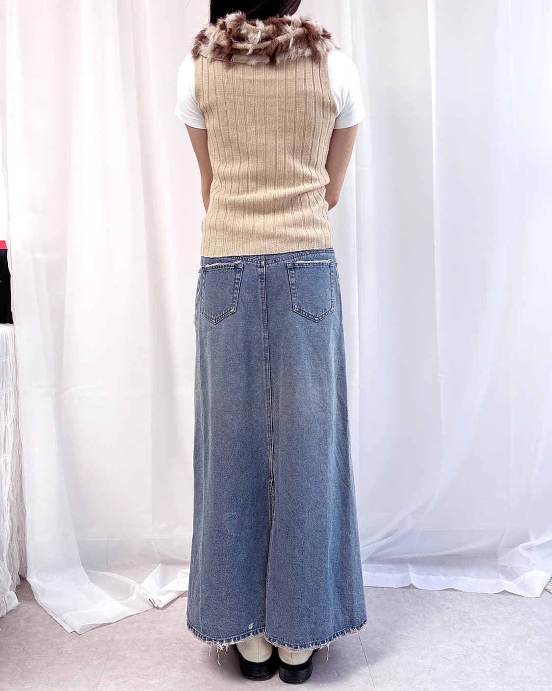 STRAWBERRY-FIELDS 토끼털 트리밍 넥 카울 베스트 상품이미지7