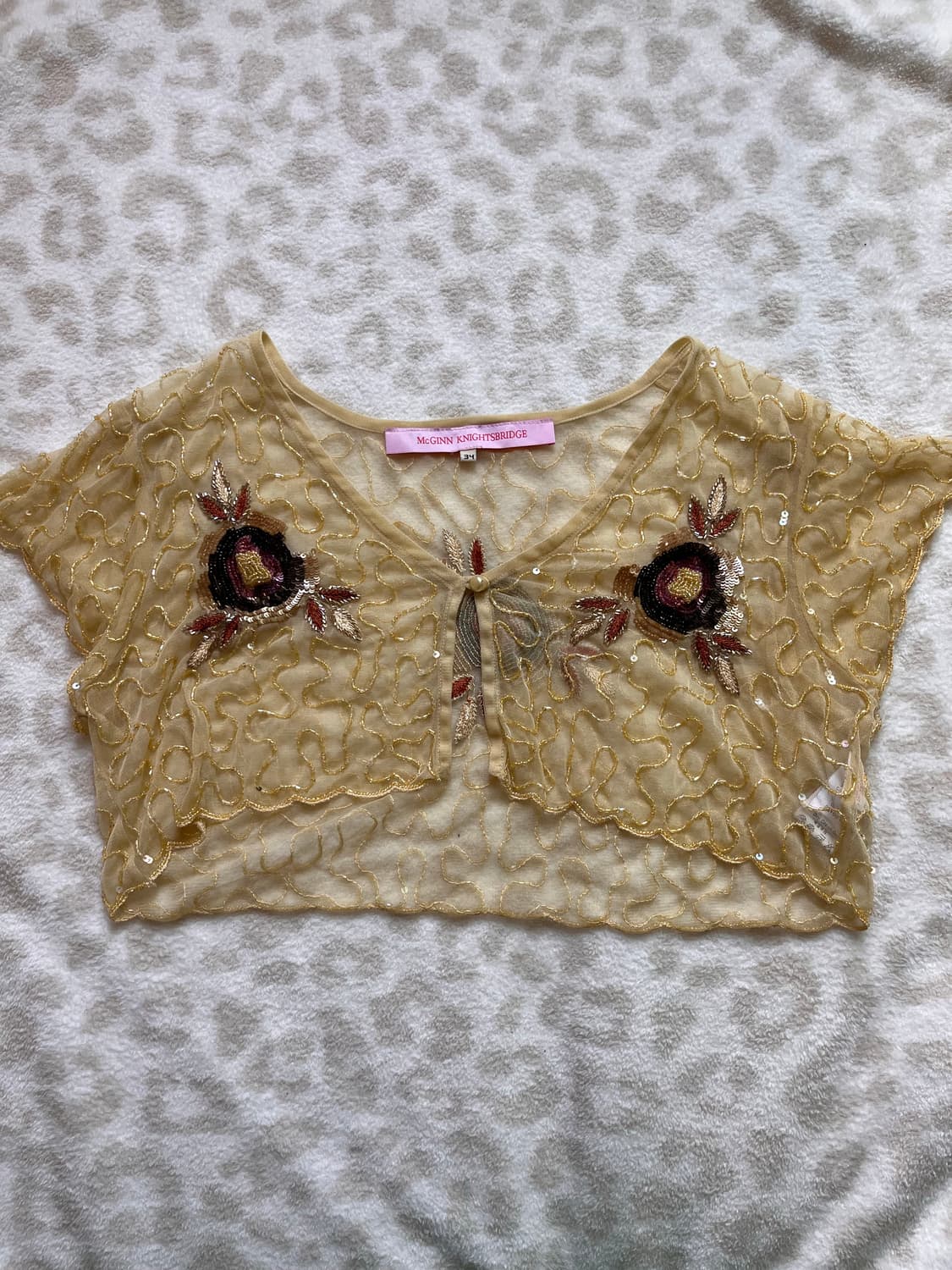Yellow bead detail bolero cardigan 상품이미지1