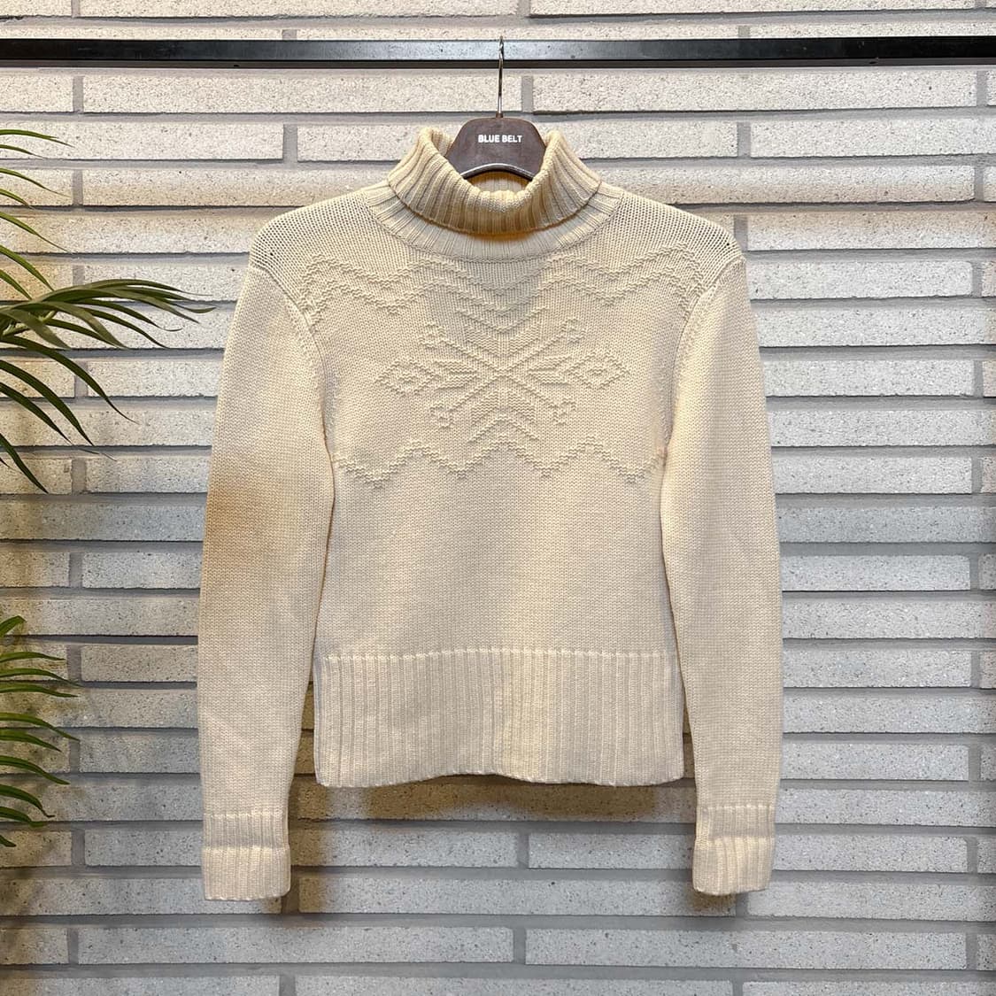 JPN VINTAGE 목폴라 크롭 니트 노르딕 패턴 짜임 디테일 아이보리 상품이미지2