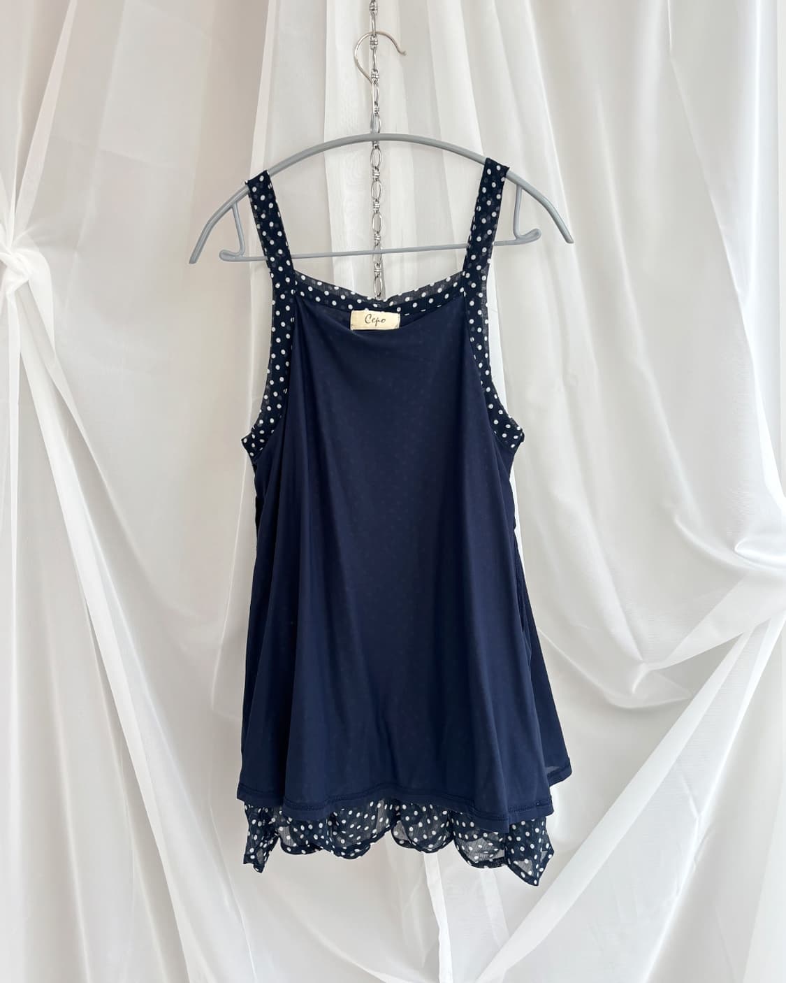 navy polka dot folding sleeveless 상품이미지3