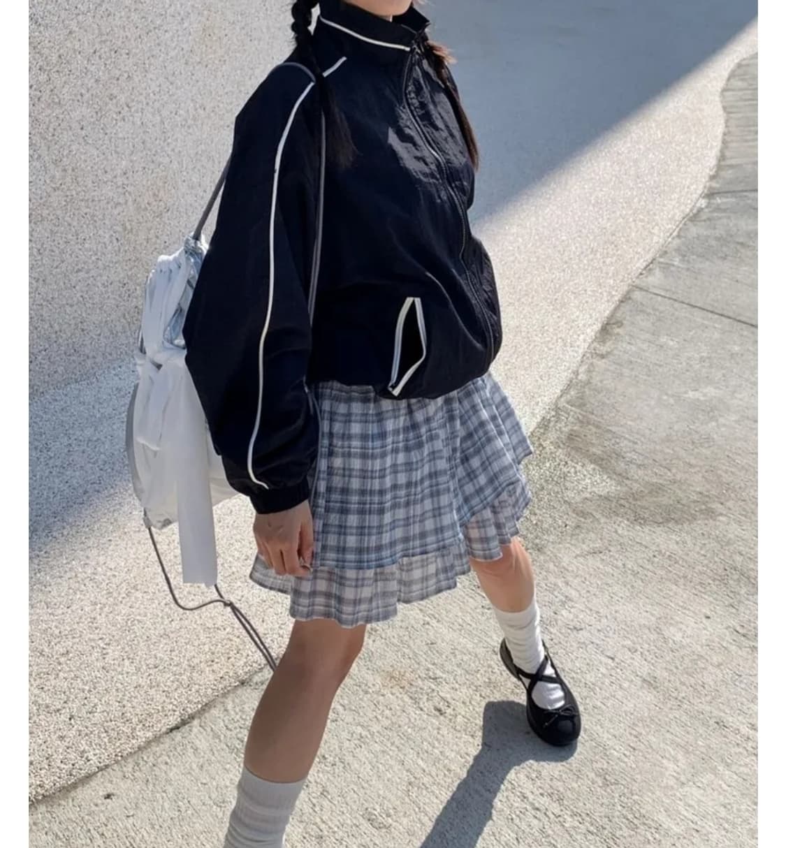 만다린트리 터틀 캉캉 체크 미니 스커트 블루 상품이미지3